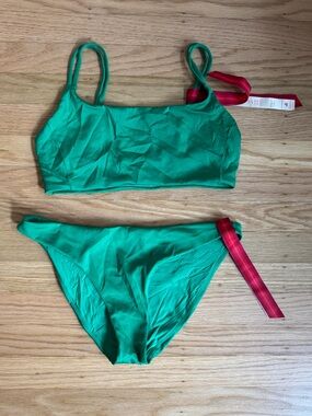 Left On Friday Green Bikini with Pink Accent Tie